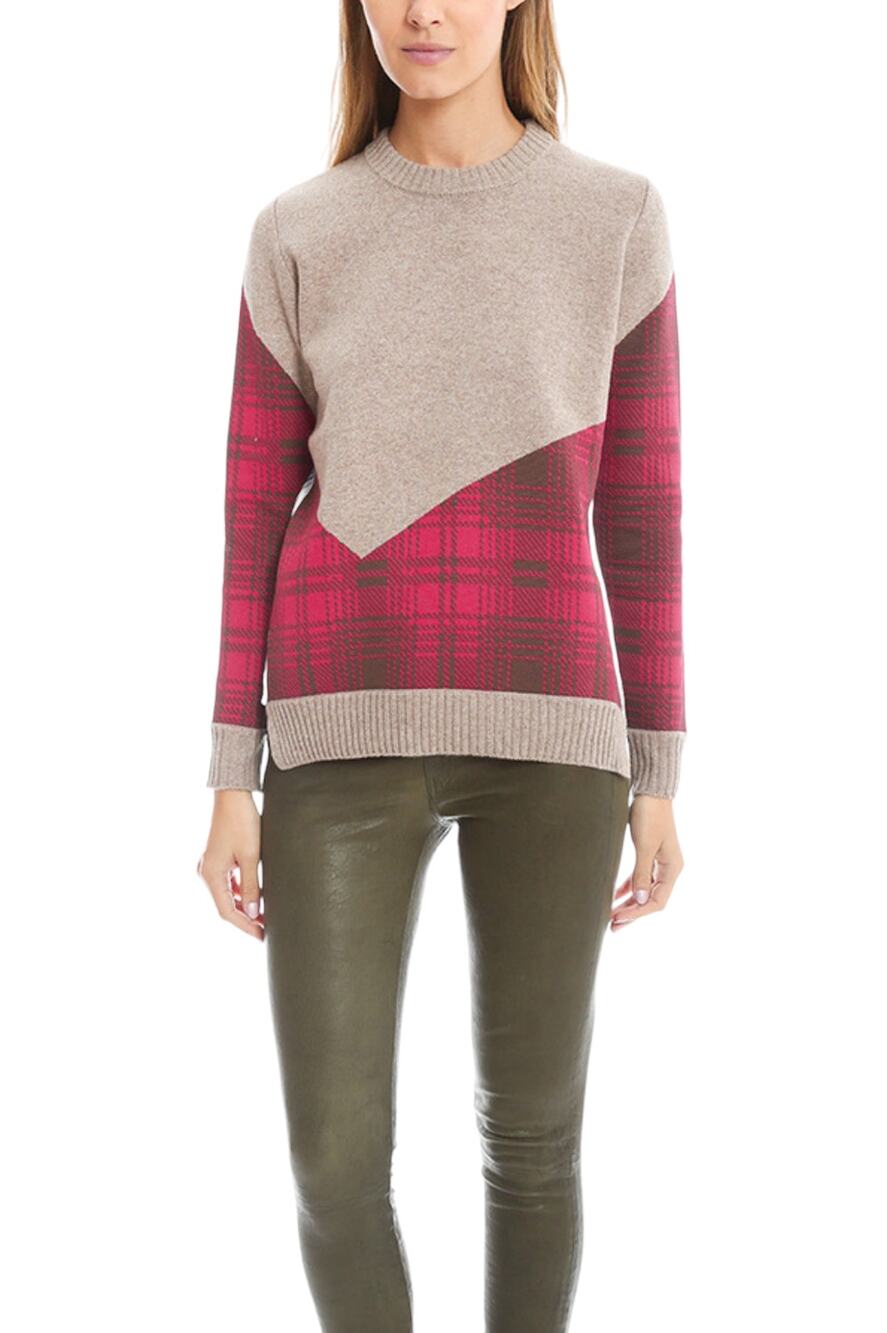 Thakoon Addition Multi Media Plaid Combo Crewneck Sweater